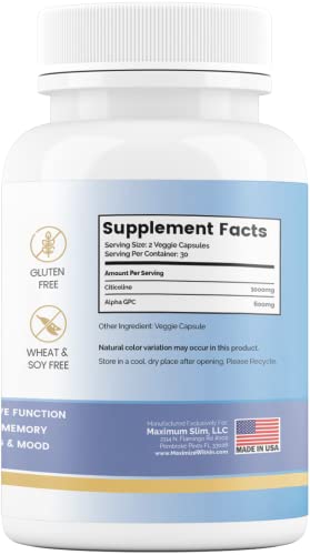 Maximize Within Alpha GPC + Citicoline bottle label highlights purity and potency for cognitive tasks