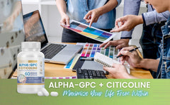 Capsules in hand of Maximize Within Alpha GPC + Citicoline suggest portable memory support
