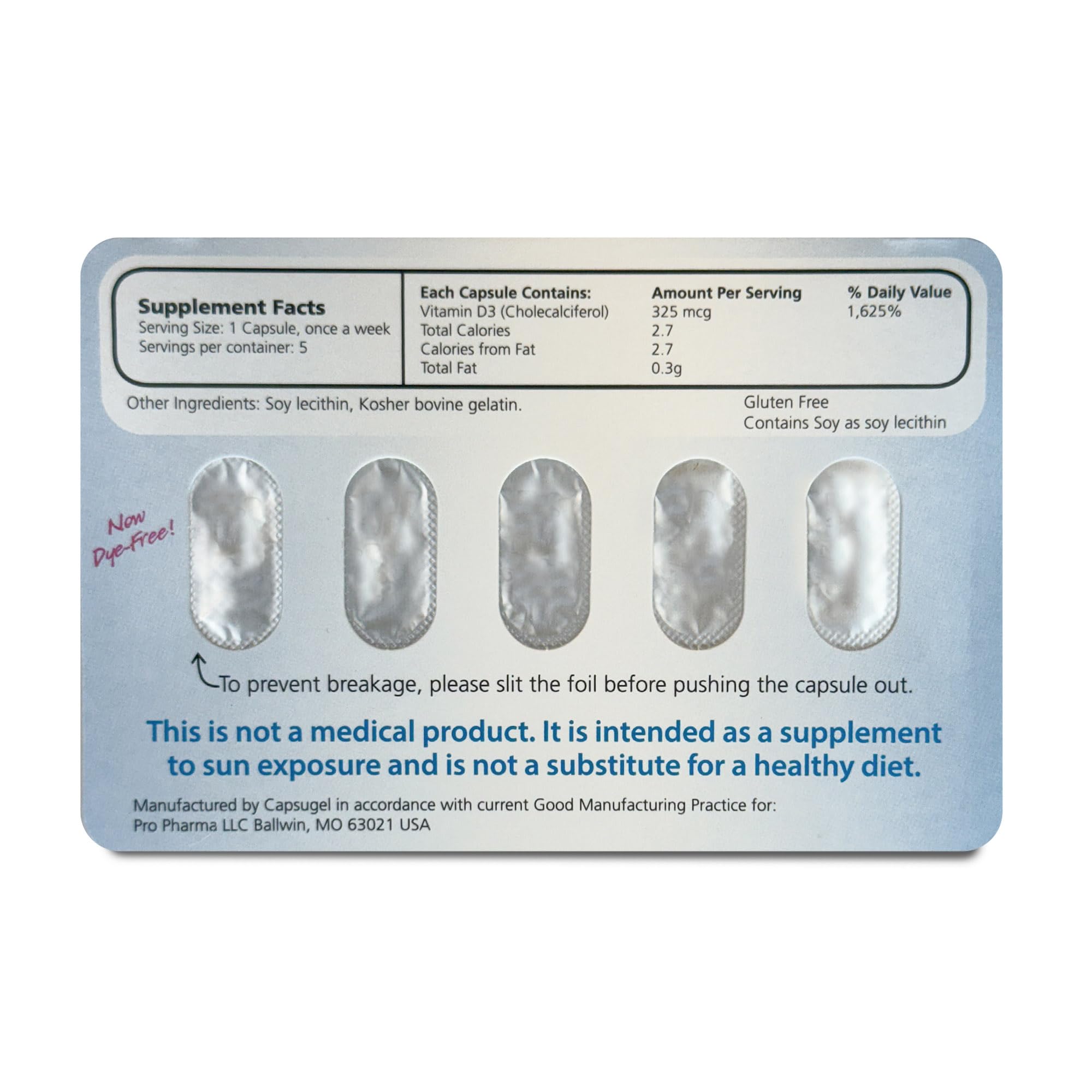 Maximum D3 label closeup featuring gluten-free and non-GMO attributes