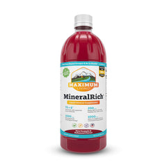 Maximum Living MineralRich bottle pour demonstrates convenient daily mineral intake.