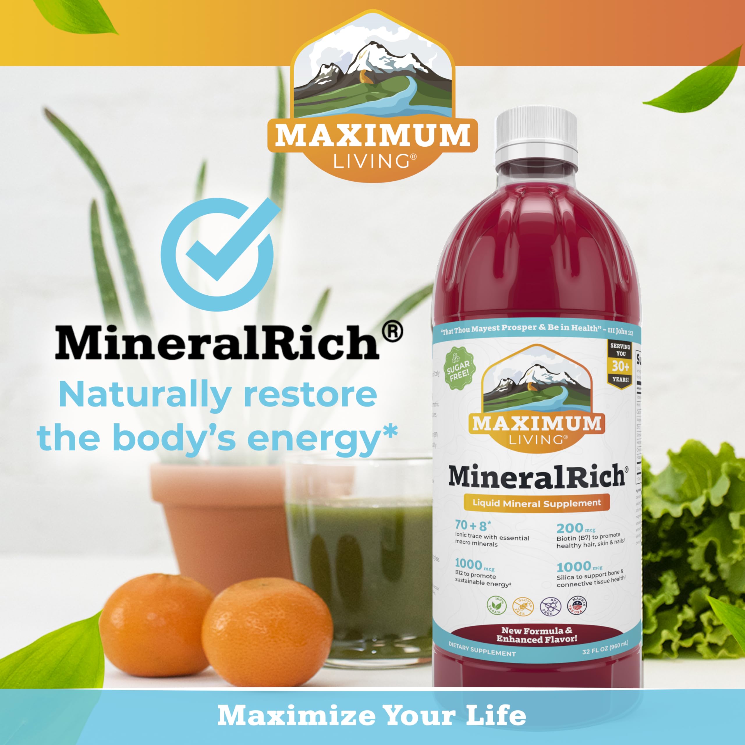 Maximum Living MineralRich taste-test spoon highlights monk fruit sweetness.
