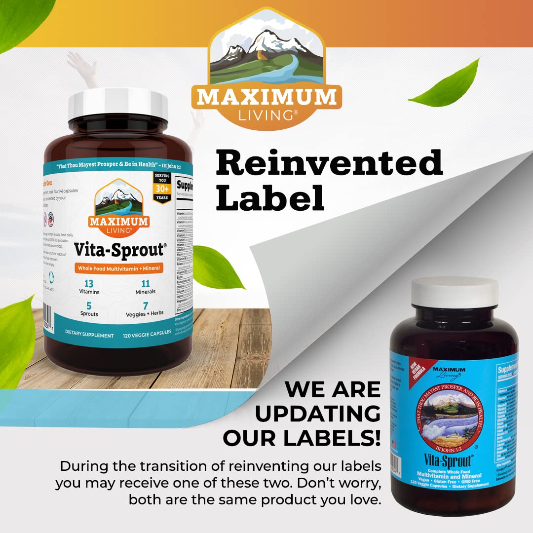 Maximum Living Vita-Sprout packaging with fresh sprouts imagery.
