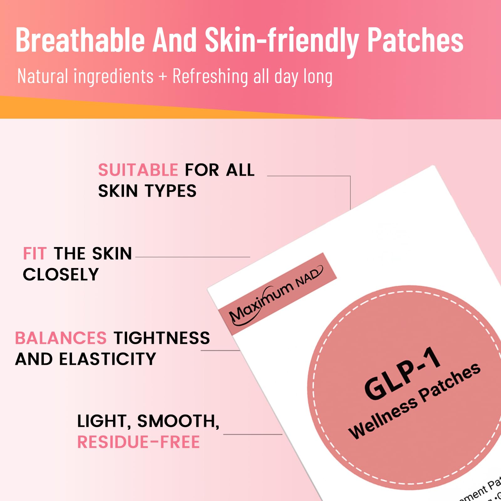 Close-up of Maximum NAD GLP-1 Patches adhesive showing skin-friendly design.