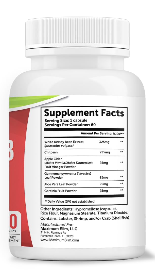Maximum Slim nutrition label close-up highlighting allergen-conscious formulation.