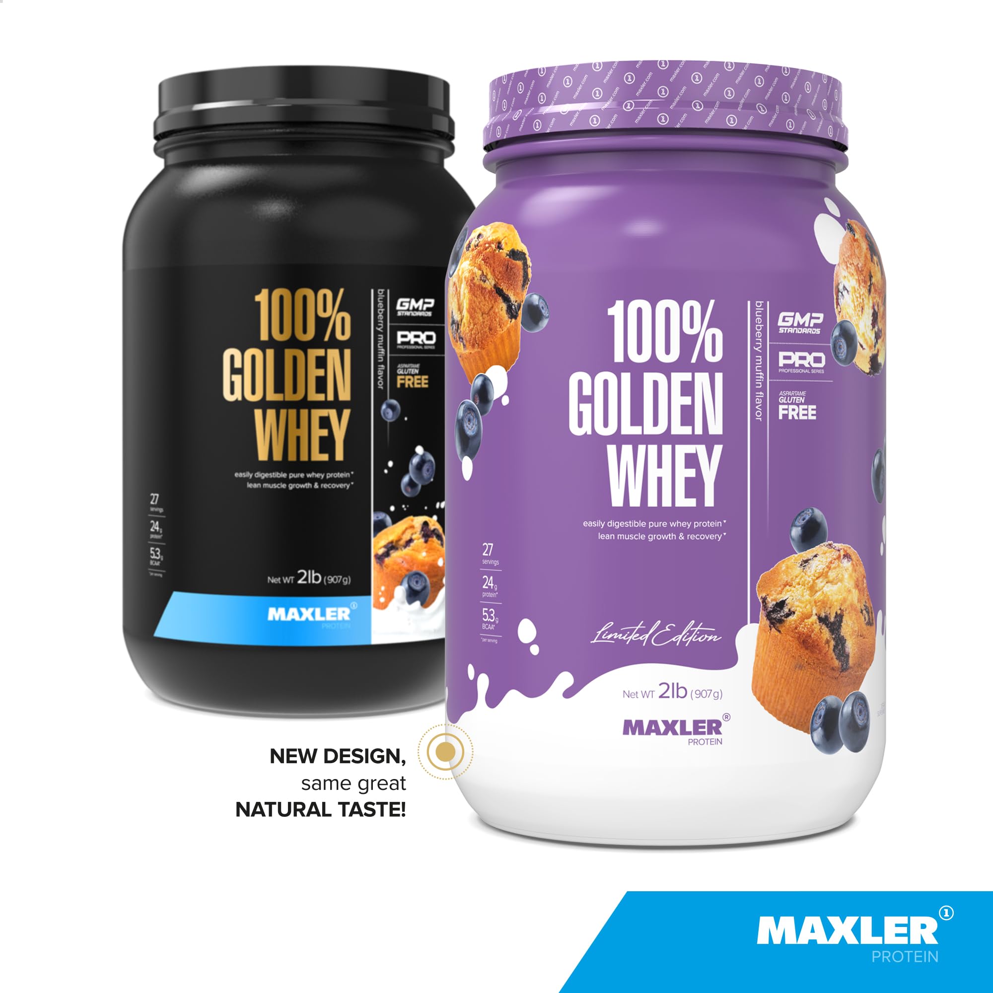 Maxler 100% Golden Whey shake poured into a glass for smooth texture.