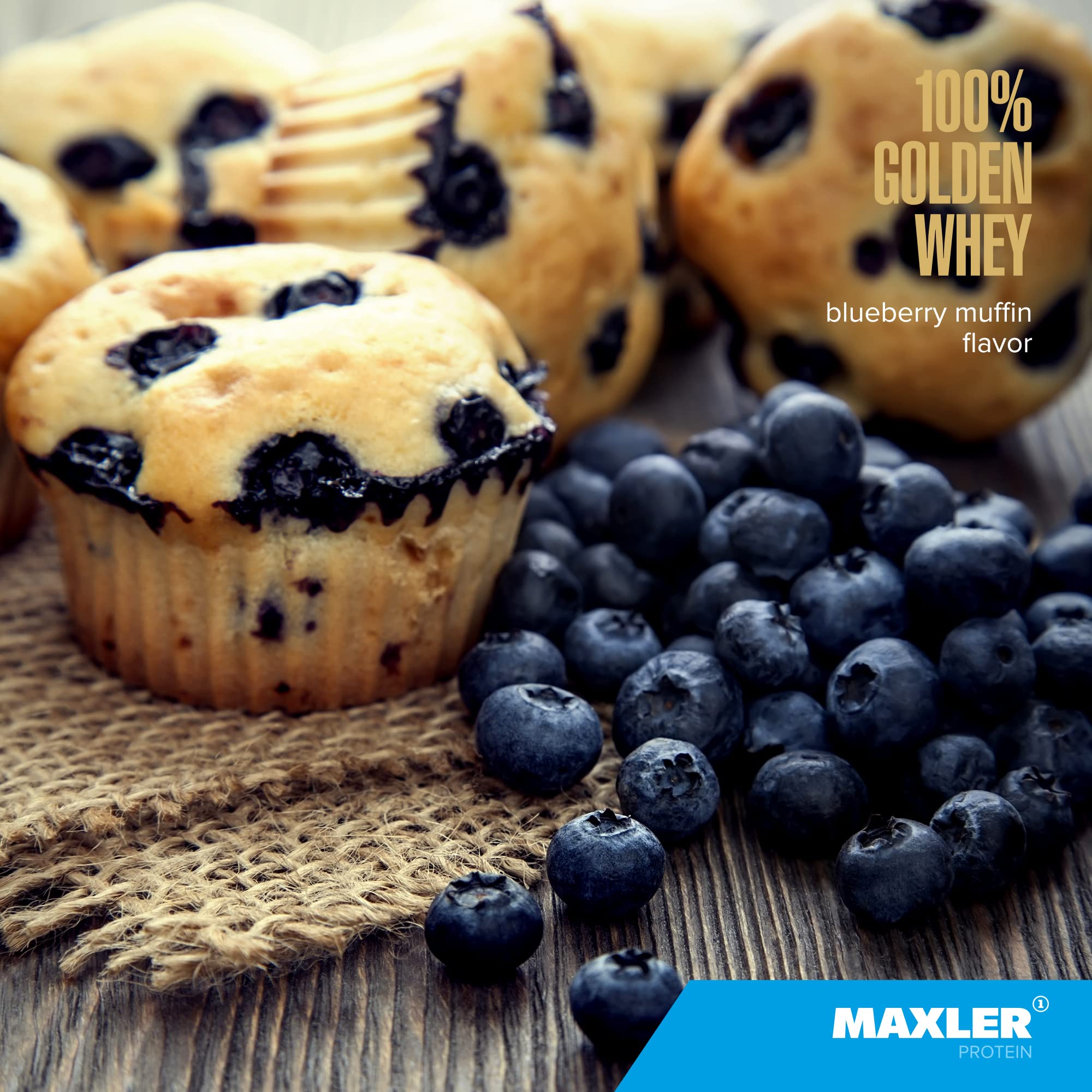 Maxler Golden Whey powder bag with scoop for post-workout use.
