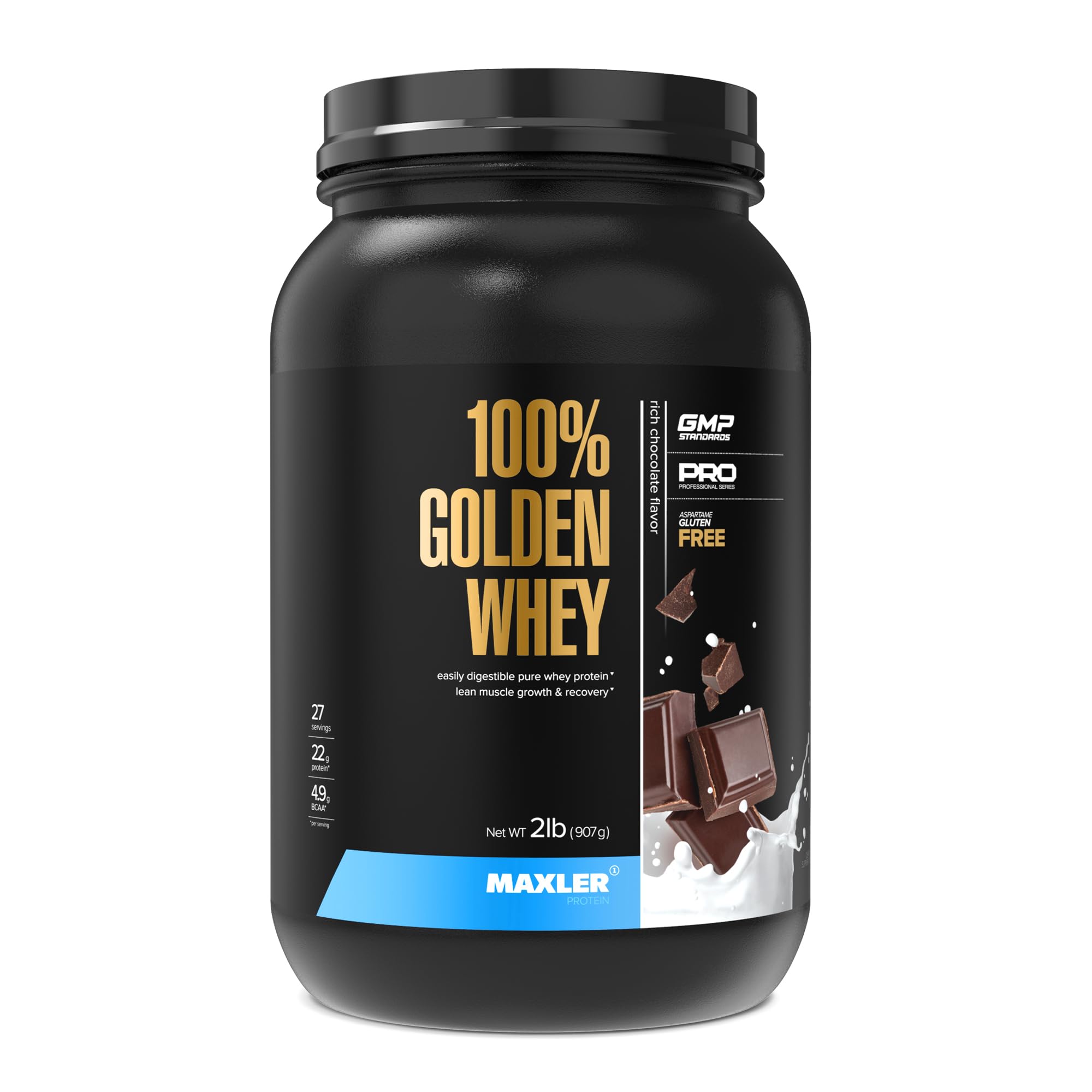 Maxler 100% Golden Whey powder tub for athletes supports daily muscle recovery.
