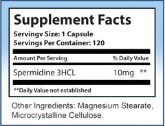 MAXLIFE NATURALS 10mg Spermidine capsule closeup highlighting potency.