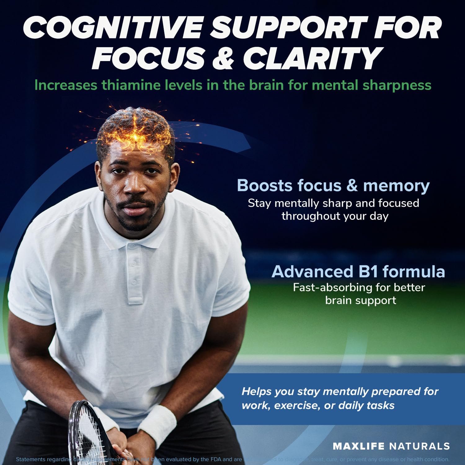 MAXLIFE NATURALS TTFD Thiamine B1 supports brain focus during study