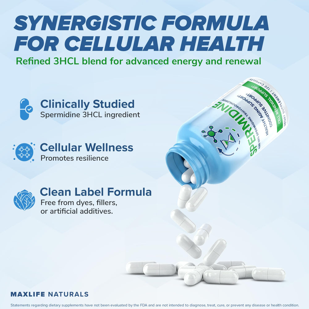 MAXLIFE NATURALS Daily energy bottle image suggests vitality support.