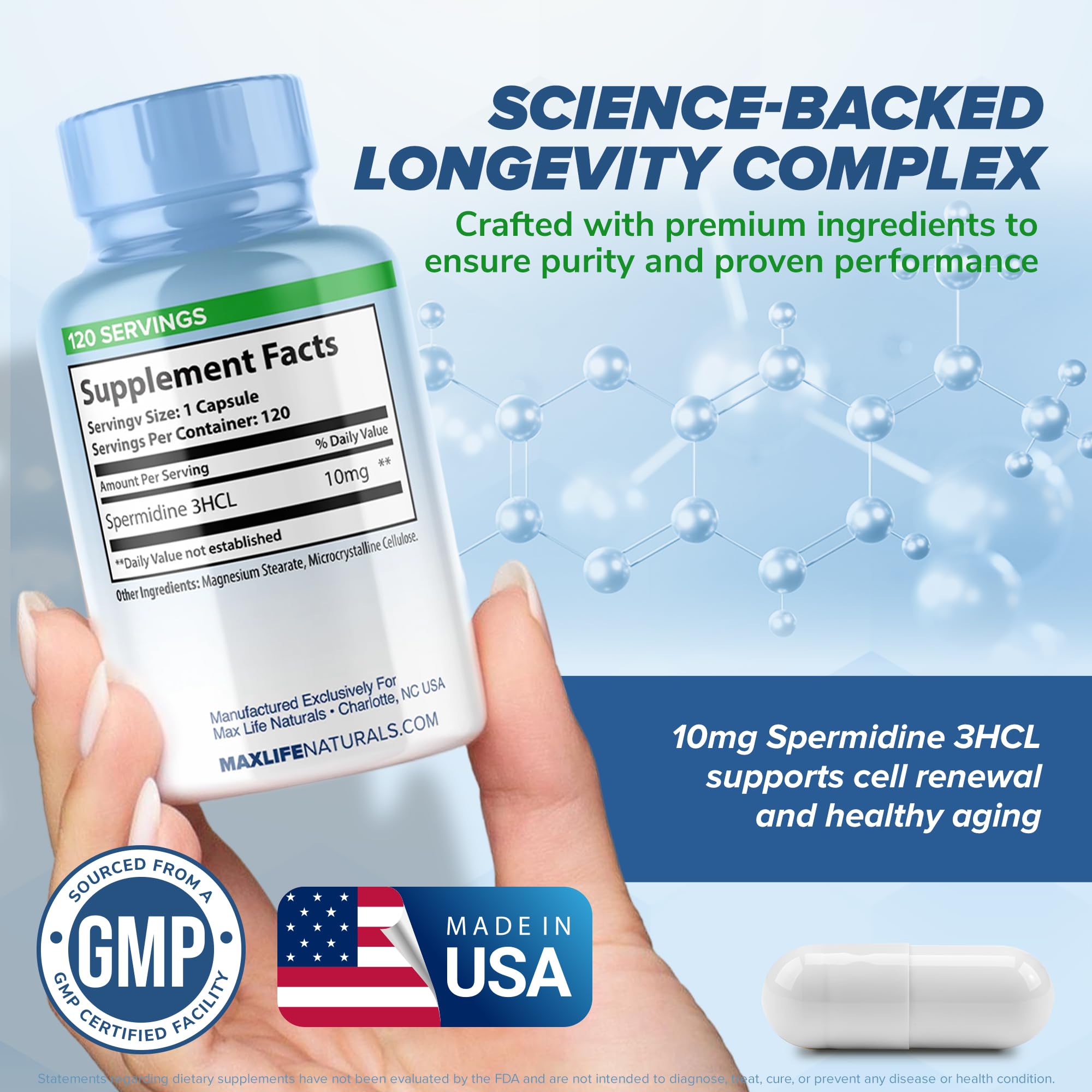 MAXLIFE NATURALS Purity label closeup signals non-GMO assurance.