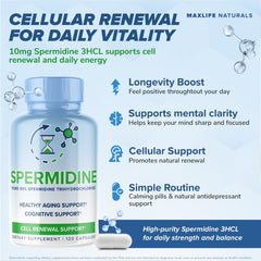 MAXLIFE NATURALS Spermidine 3HCL pack front showing value.
