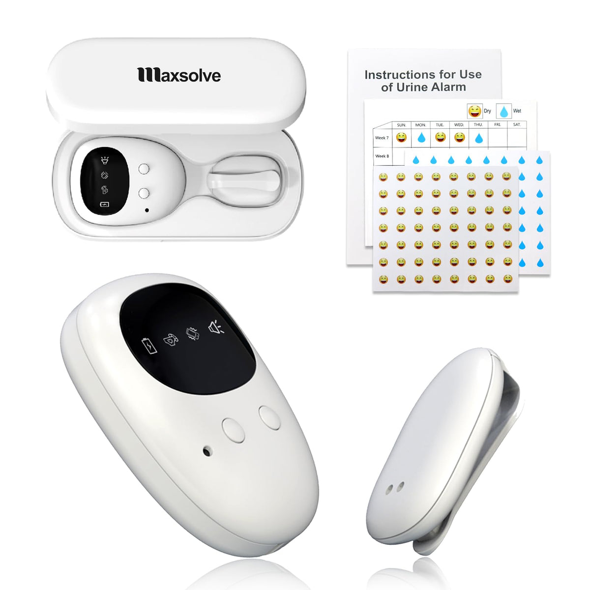 Maxsolve wireless bedwetting alarm transmitter clip for accurate moisture detection