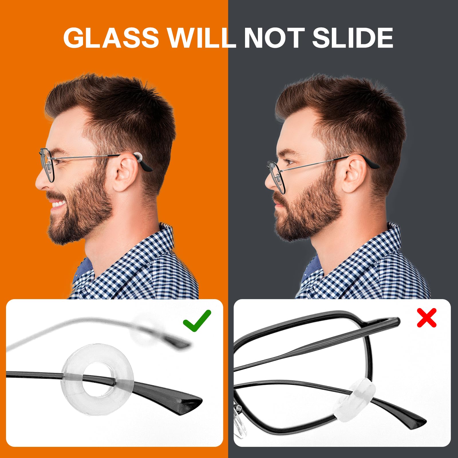 Maxsure ear grips prevent slipping for all-day wear.