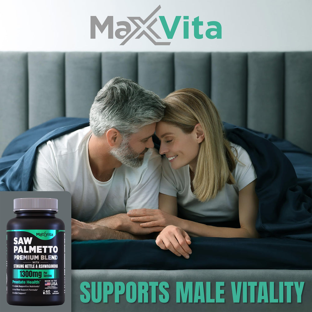 MaxVita Prostate Premium pumpkin seed powder bottle for prostate health.