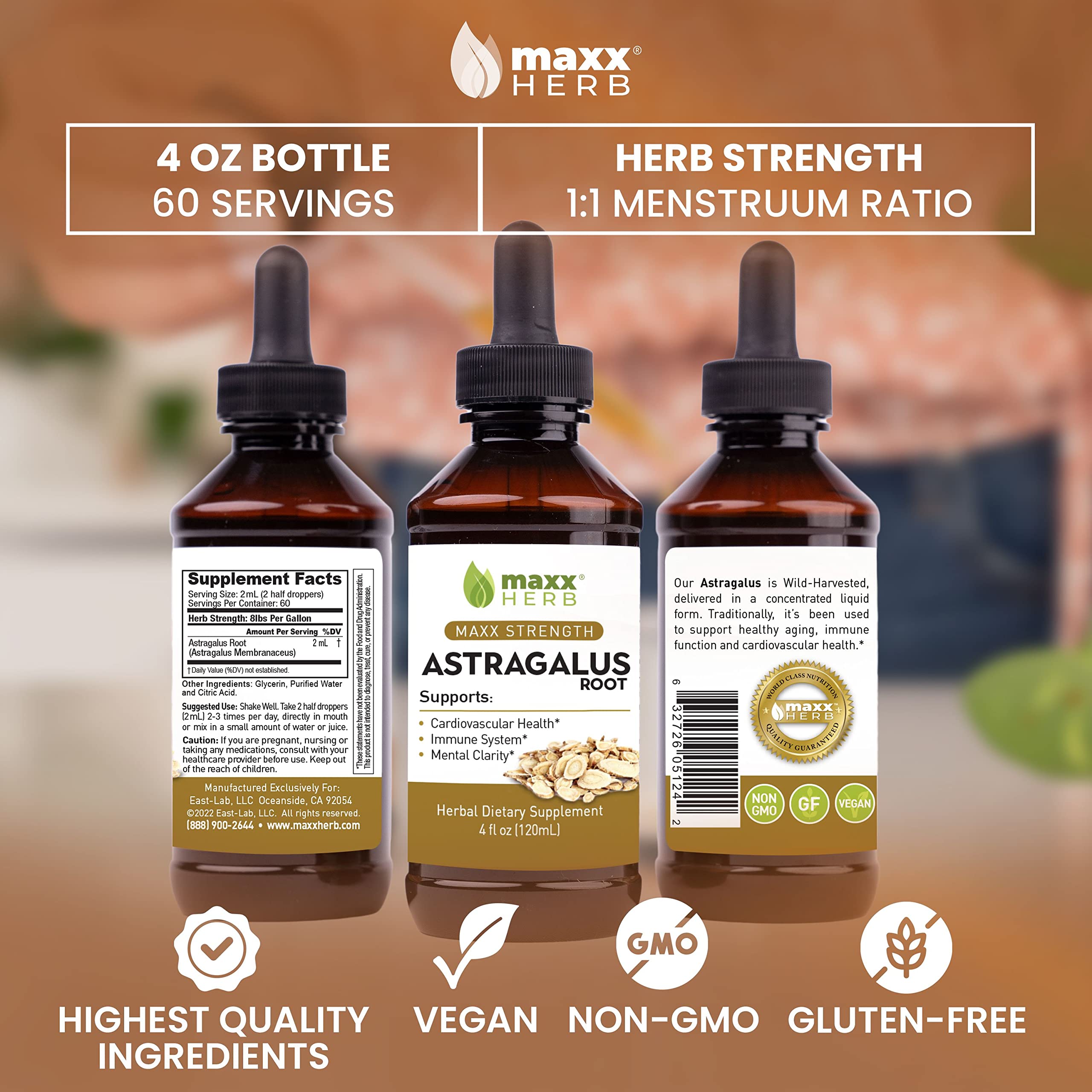 Label detail of Maxx Herb astragalus root extract with ingredients and shelf life