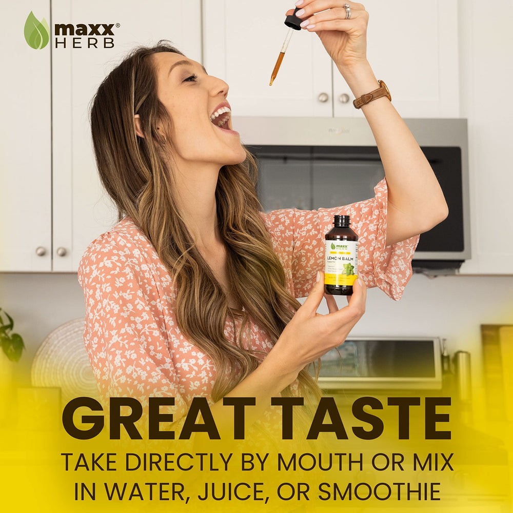 Product label highlights 8 lbs per gallon potency and 60 servings for Maxx Herb extract.
