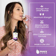 Pouring Maxx Herb Passion Flower Extract to illustrate quick absorption