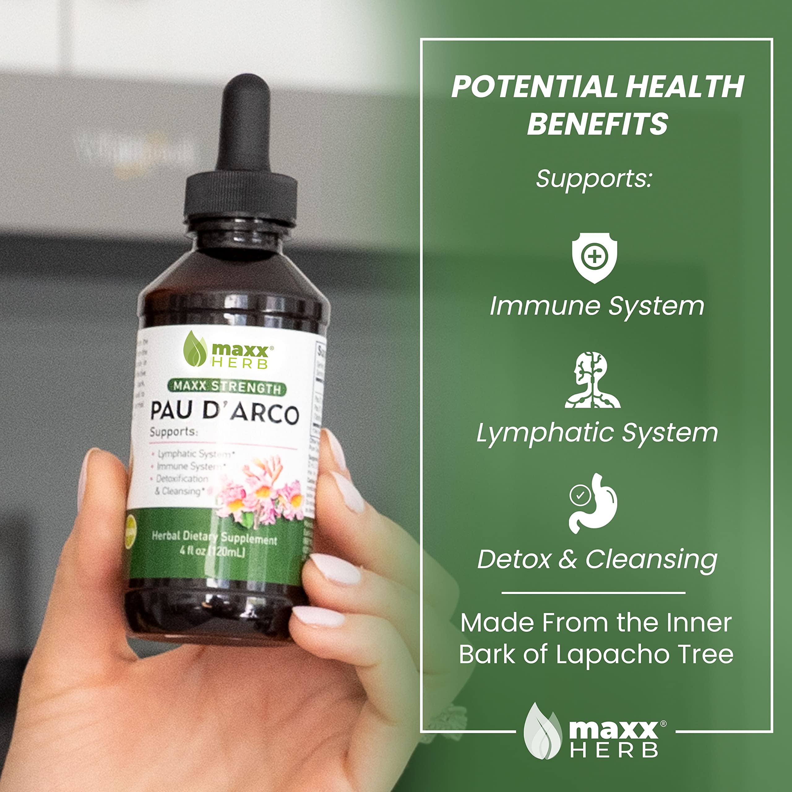 Maxx Herb PAU D'Arco inner bark sample shows premium raw material used for potency.