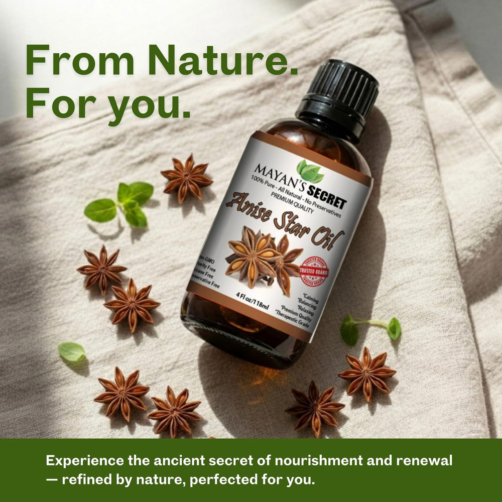 Mayan's Secret star anise spice jar on shelf highlights plant-based ingredient.