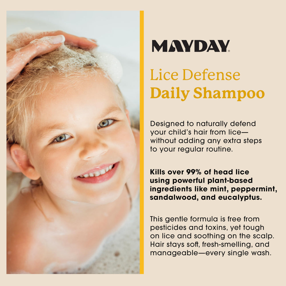 MAYDAY Lice Prevention Shampoo adults-use scenario illustrating shared family care.