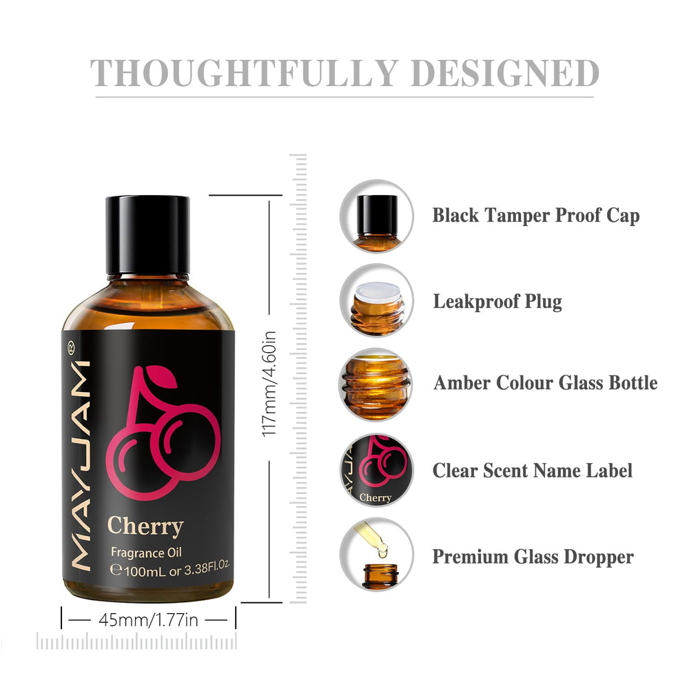 Cherry fragrance oil for bath bombs and soaps, enriching DIY spa scents.