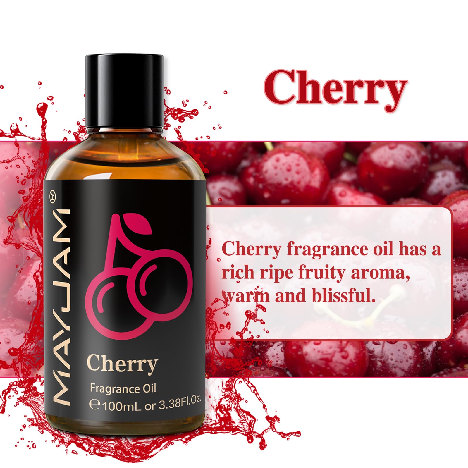 MAYJAM cherry fragrance in a diffuser creating a cozy fruity atmosphere.