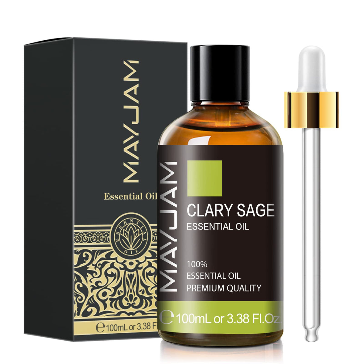 MAYJAM Clary Sage oil bottle with amber glass preserves scent