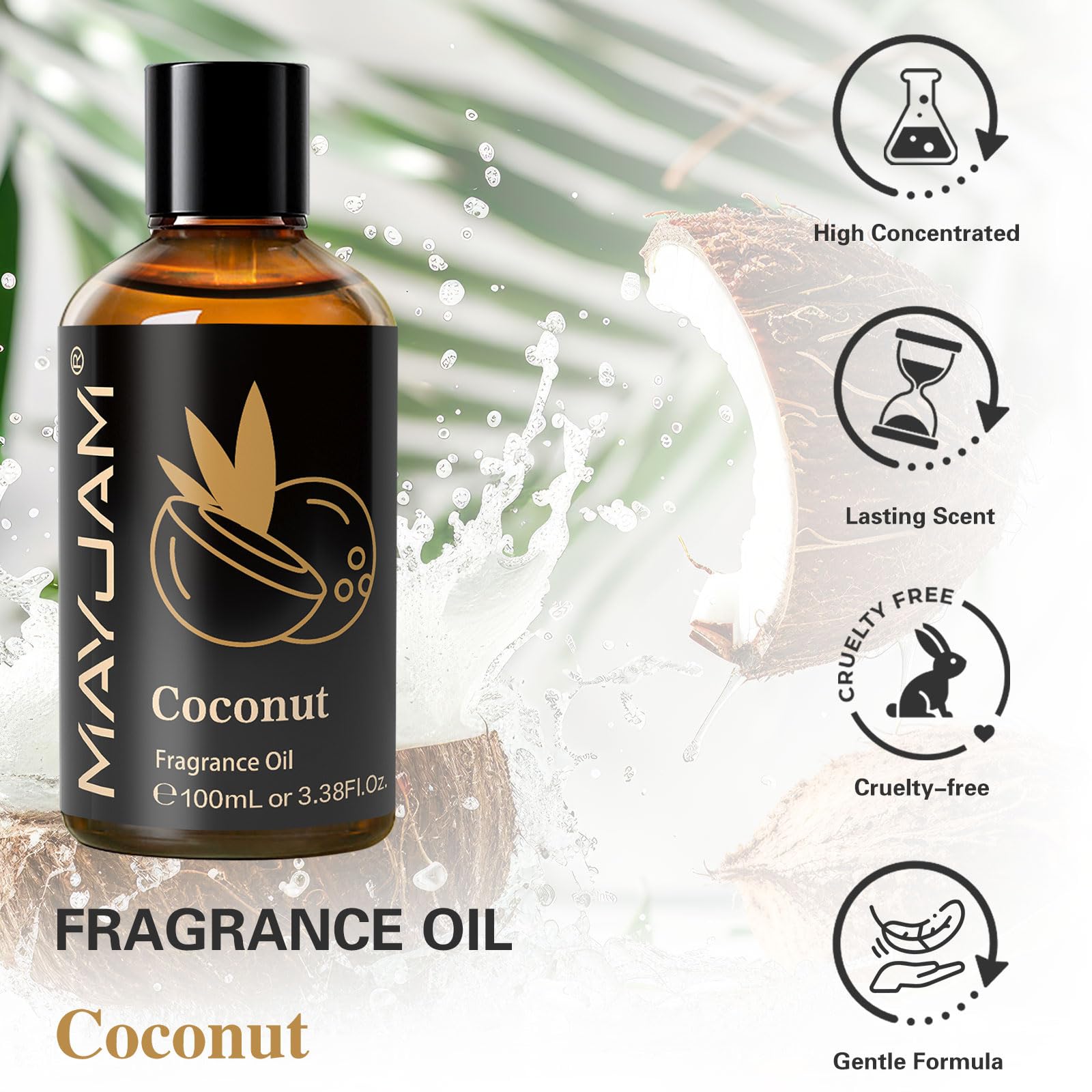 Diffuser scene using MAYJAM Coconut Fragrance Oil for tropical ambiance.