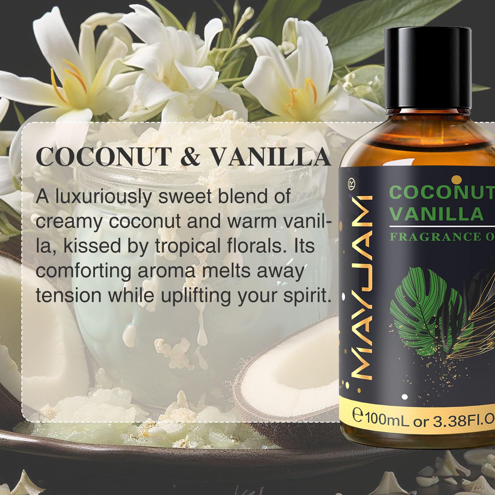 MAYJAM diffuser setup with coconut vanilla fragrance oil