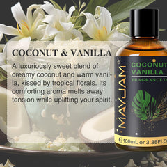 MAYJAM diffuser setup with coconut vanilla fragrance oil