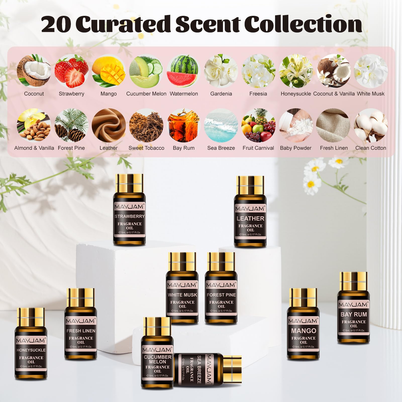 MAYJAM fragrance oils in a diffuser setup for relaxing home ambiance