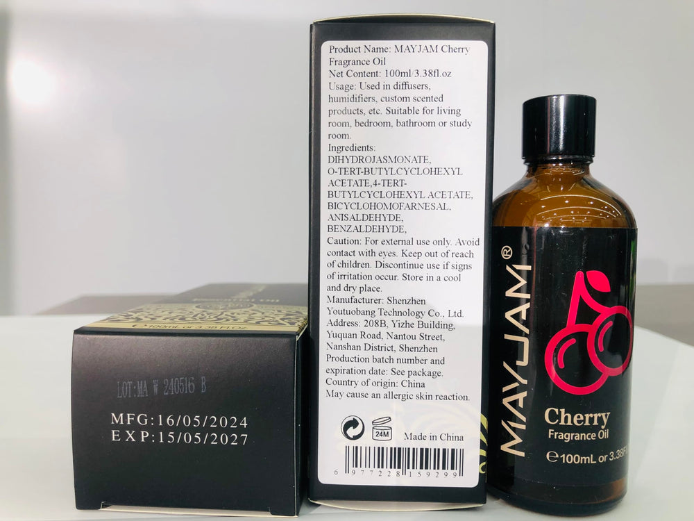 Gift-ready MAYJAM fragrance oil with sleek packaging for occasions.