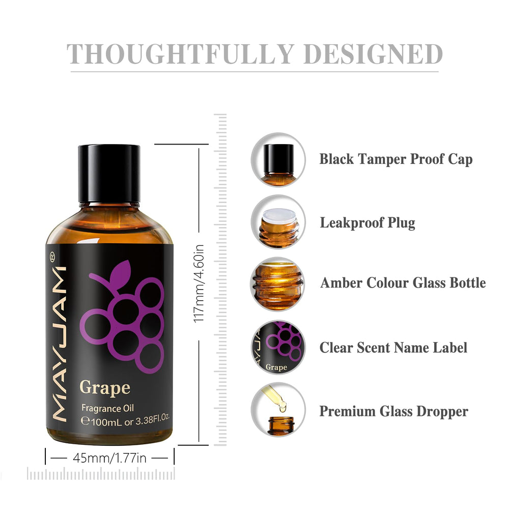 MAYJAM grape fragrance oil bottle close-up showing premium packaging