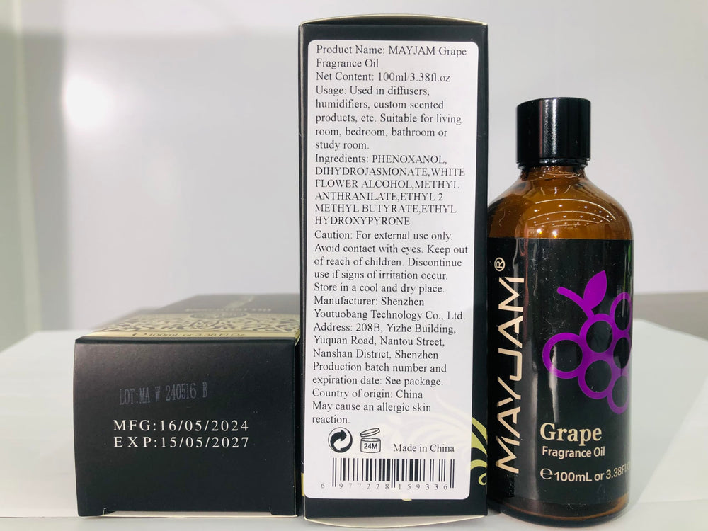 MAYJAM grape fragrance oil setup in living space for inviting aroma