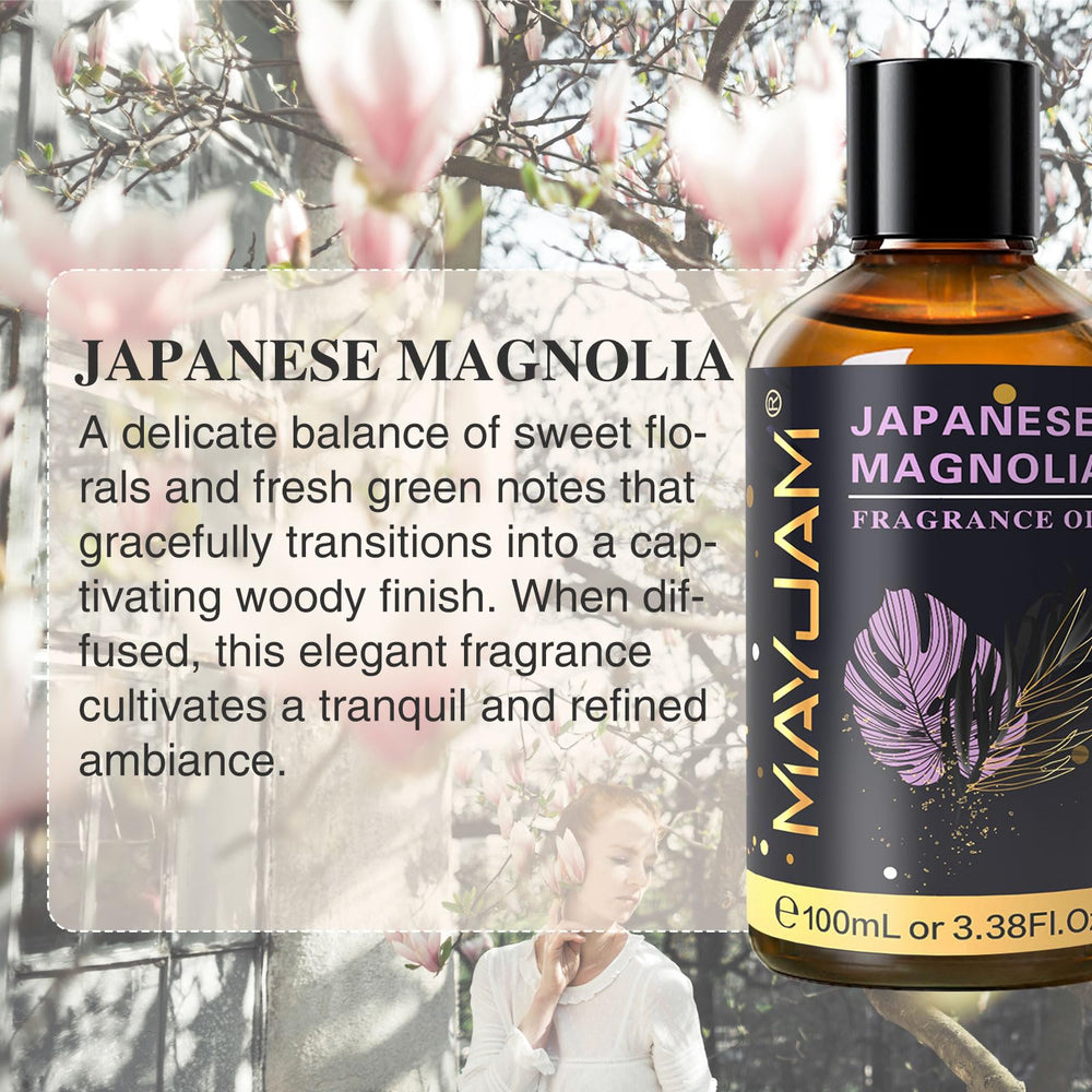 MAYJAM Japanese Magnolia diffuser setup delivers a refined, inviting aroma in any room