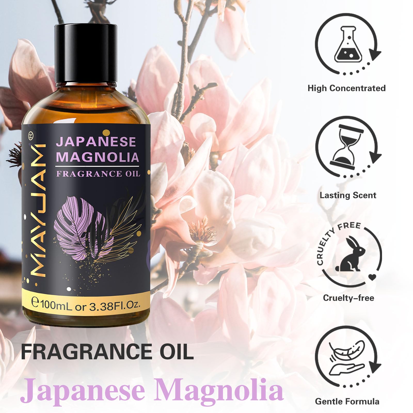 MAYJAM Japanese Magnolia glass dropper enables precise fragrance dosing for diffusers or DIY projects