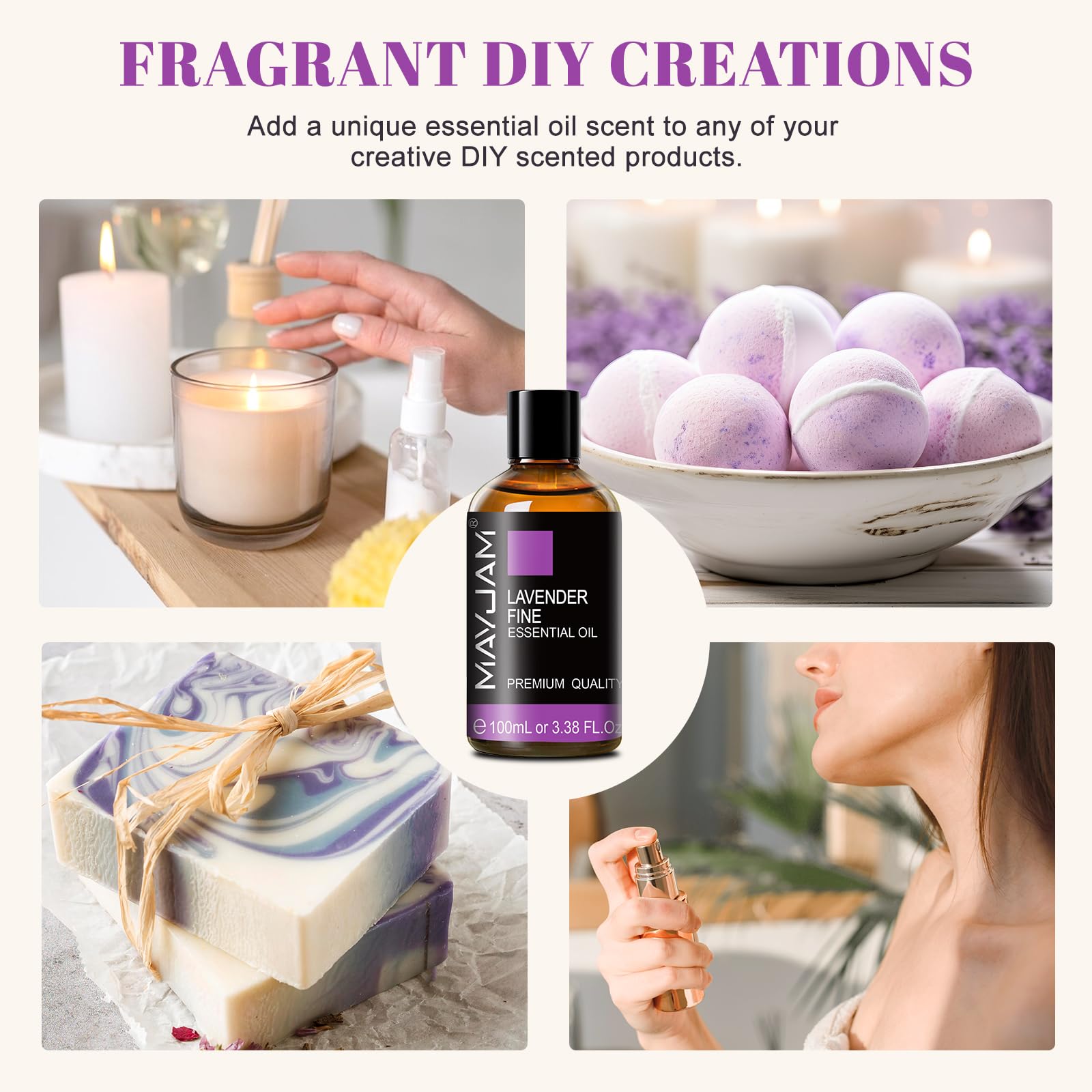 MAYJAM Lavender Fine Oil packaging highlighting amber bottle