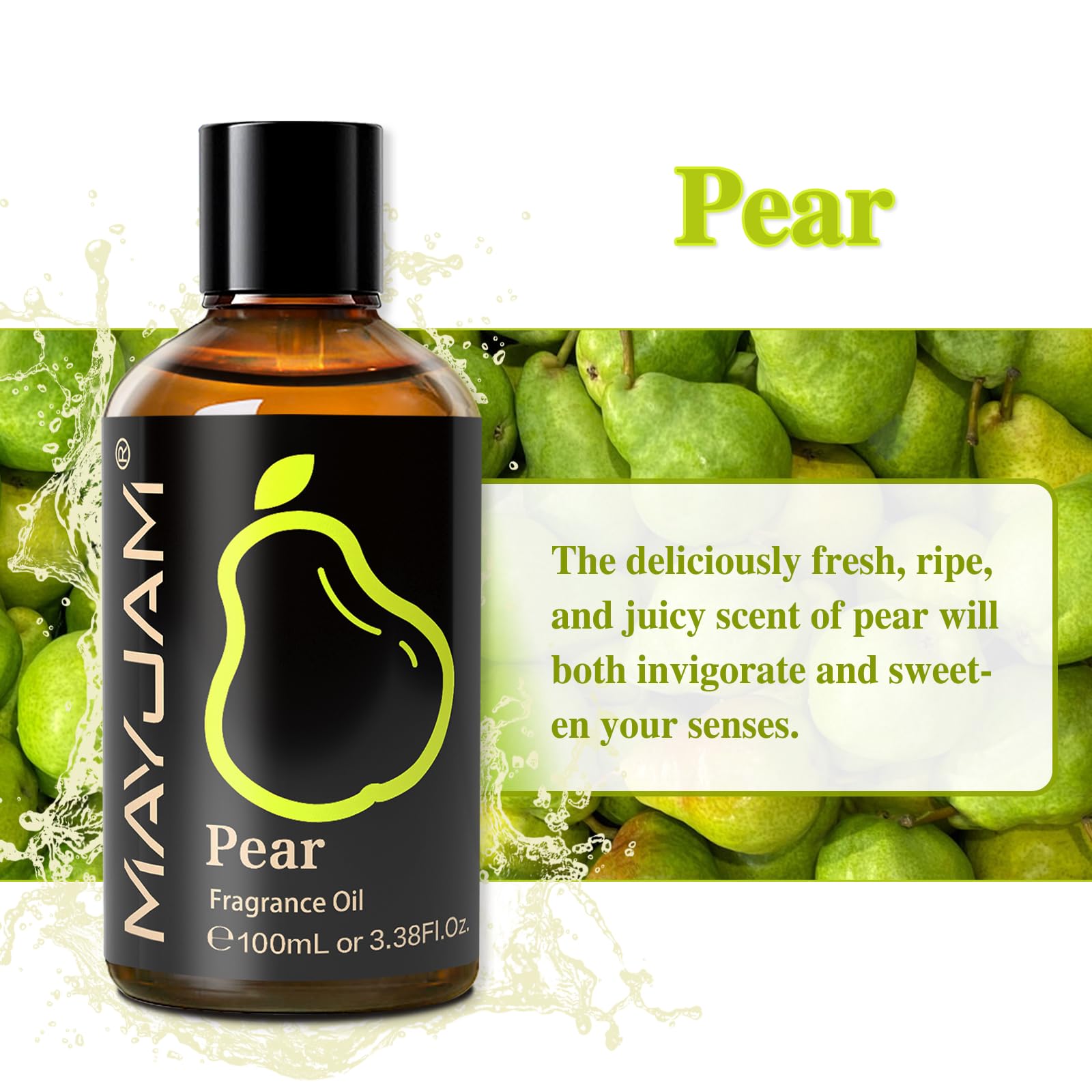 MAYJAM pear fragrance in diffuser for a bright home ambiance.
