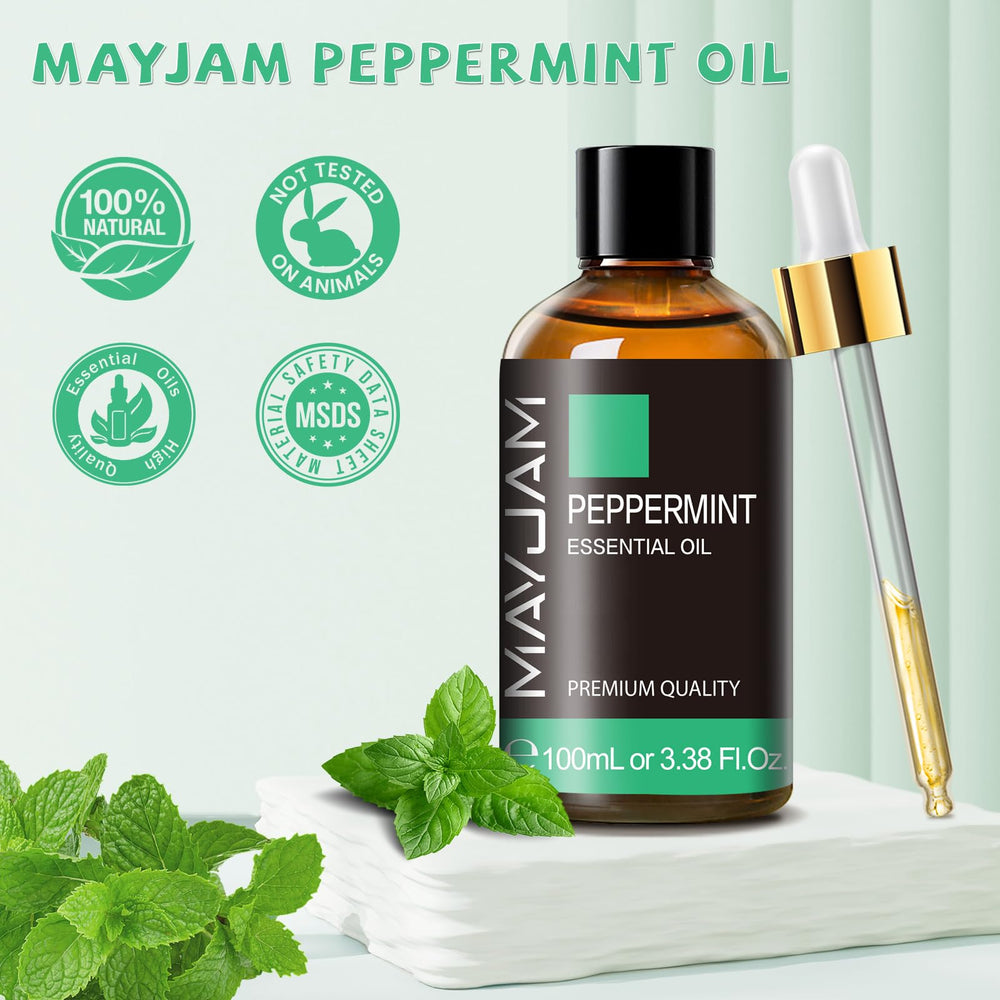 MAYJAM Peppermint Essential Oil bath bomb DIY for uplifting baths.