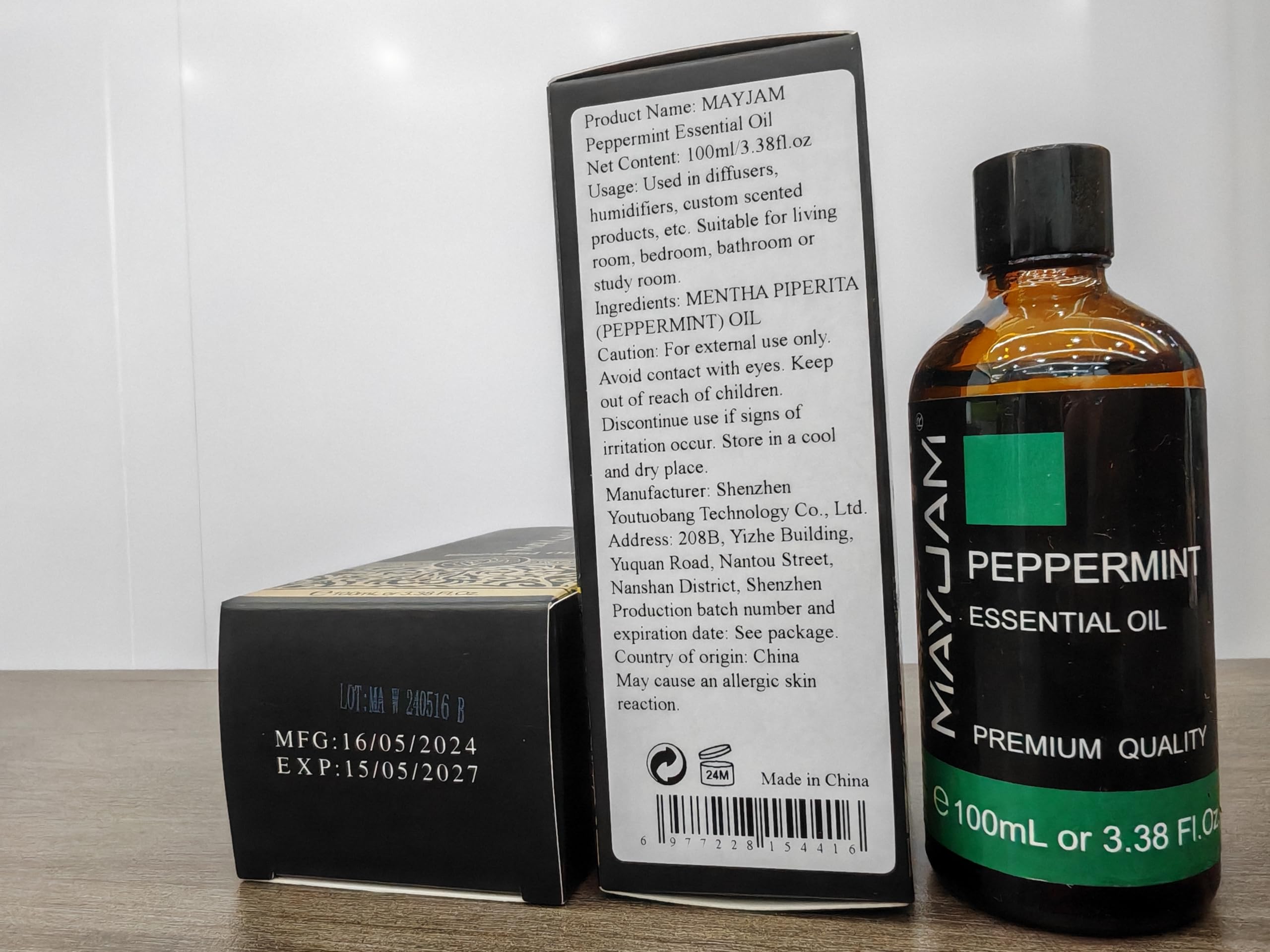 MAYJAM Peppermint Essential Oil dropper bottle for precise dosing.