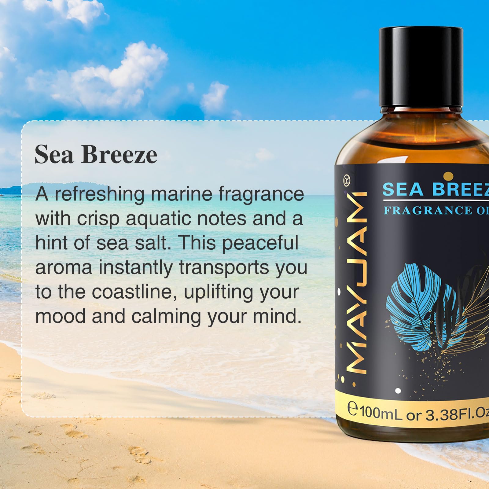 MAYJAM Sea Breeze diffuser setup adds a coastal touch to any room.