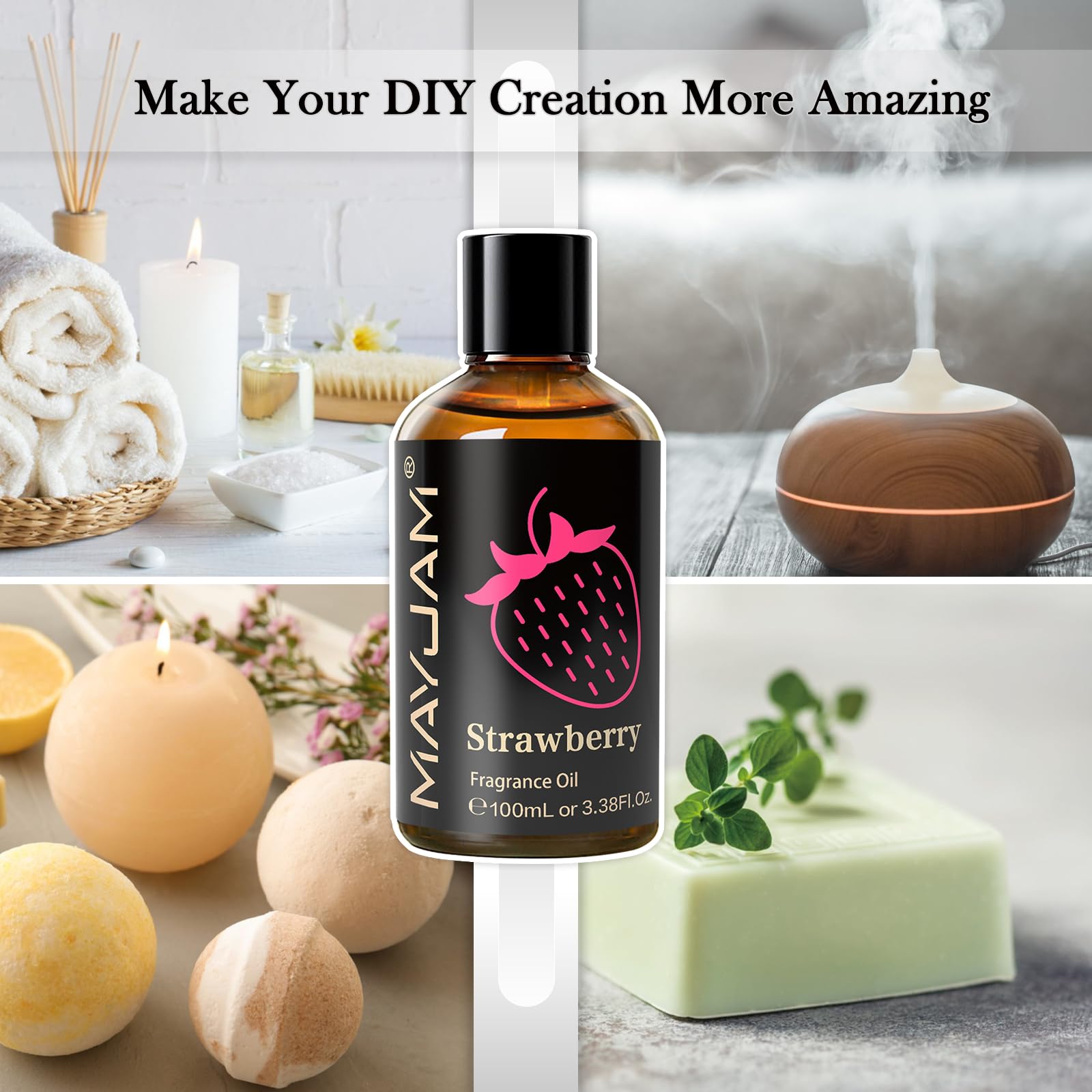 MAYJAM strawberry fragrance oil measured for candle making