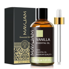 MAYJAM vanilla oil dropper closeup enables precise dispensing for DIY projects.