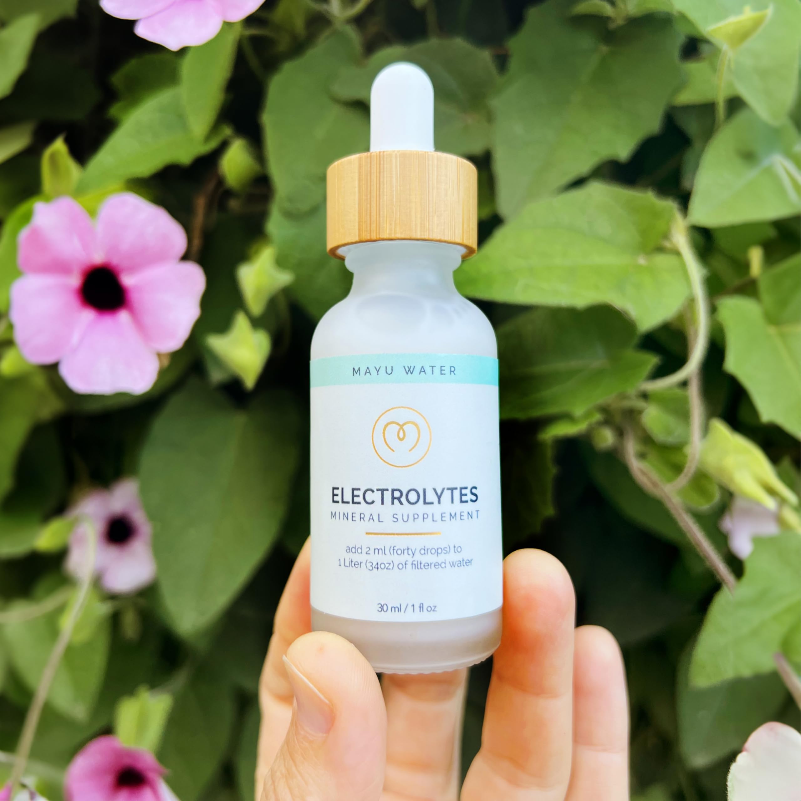 Daily hydration ritual with MAYU electrolyte water drops.