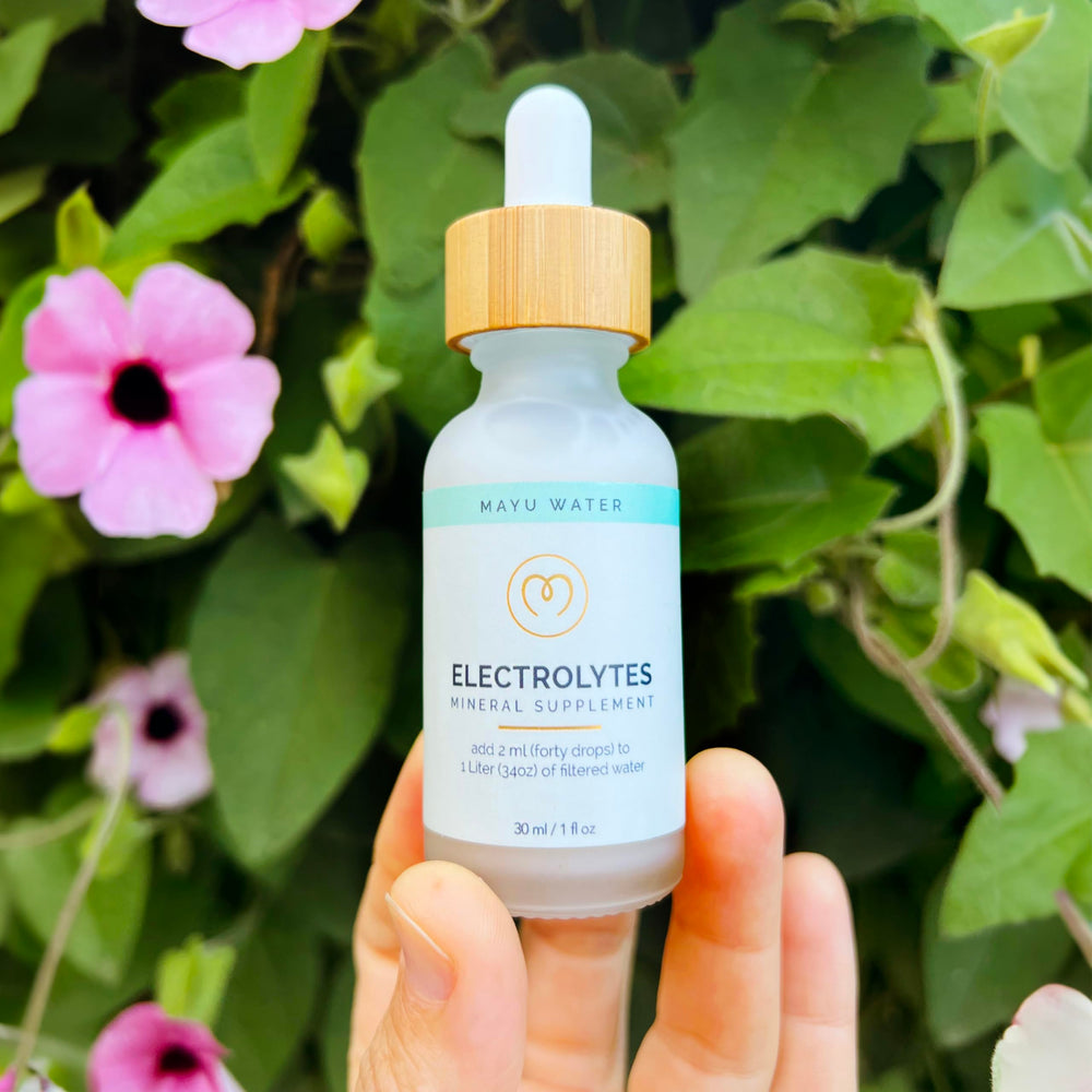 Daily hydration ritual with MAYU electrolyte water drops.