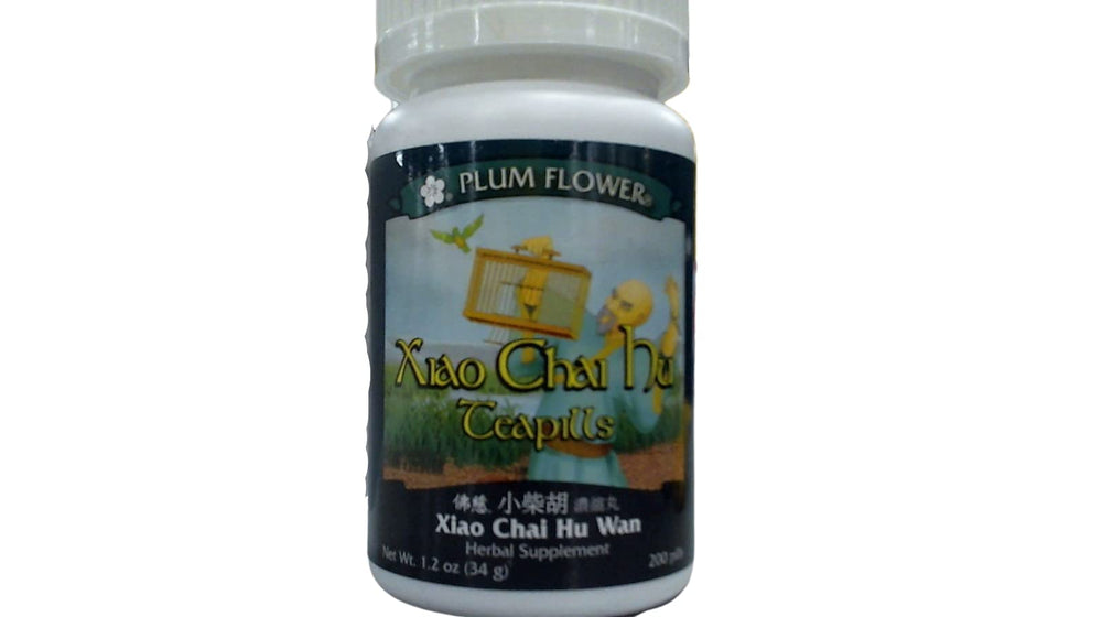 Mayway Xiao Chai Hu Wan tea pills bottle for balanced daily support.