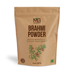 MB Herbals Pure Brahmi Powder front pack for easy dosing in hair care routines