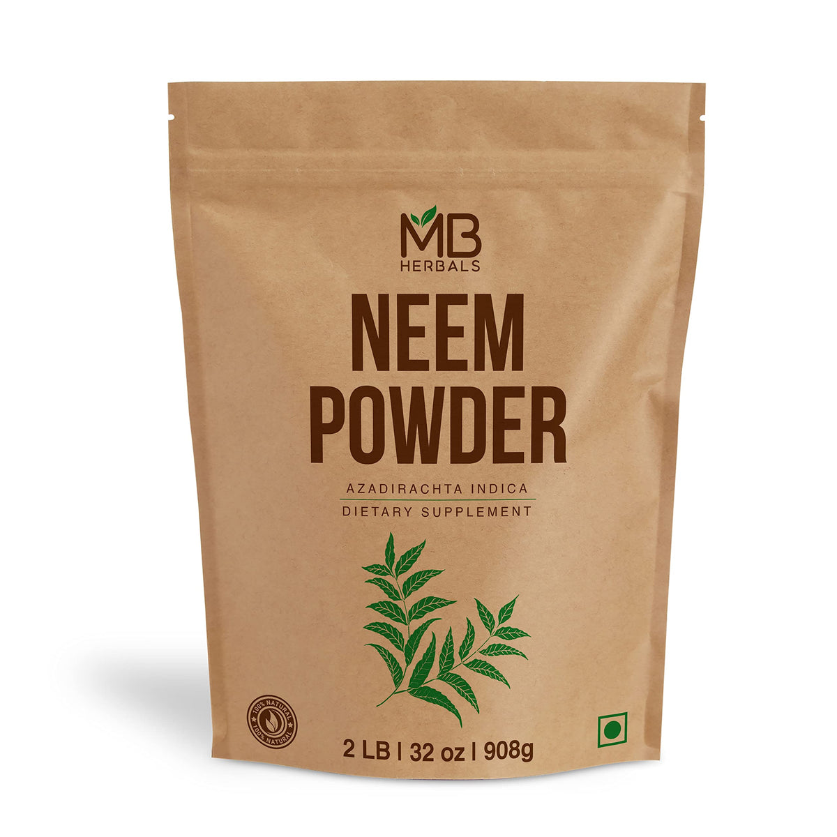 MB Herbals Neem Powder 2 lb bottle for daily skin and hair care