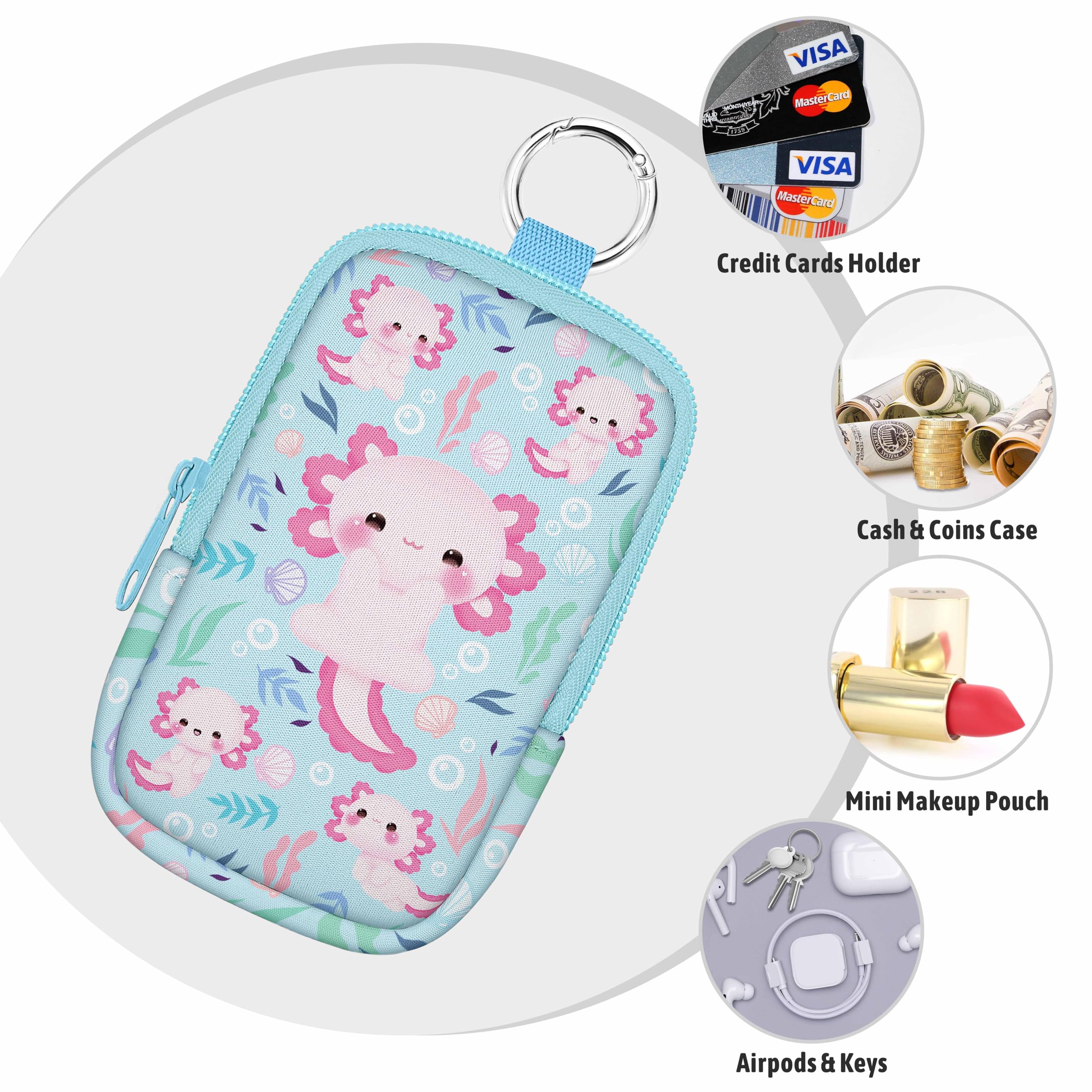 Mcapirivo Axolotls zippered pouch stylish fashion accessory for outings.